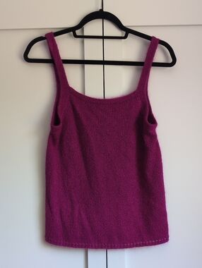Eileen Fisher Magenta Silk Mohair Knit Tank Top Size M Sleeveless Luxury